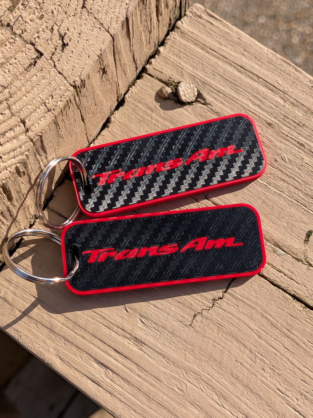 Trans Am Keychain Pair: Carbon Look Pontiac Keyrings