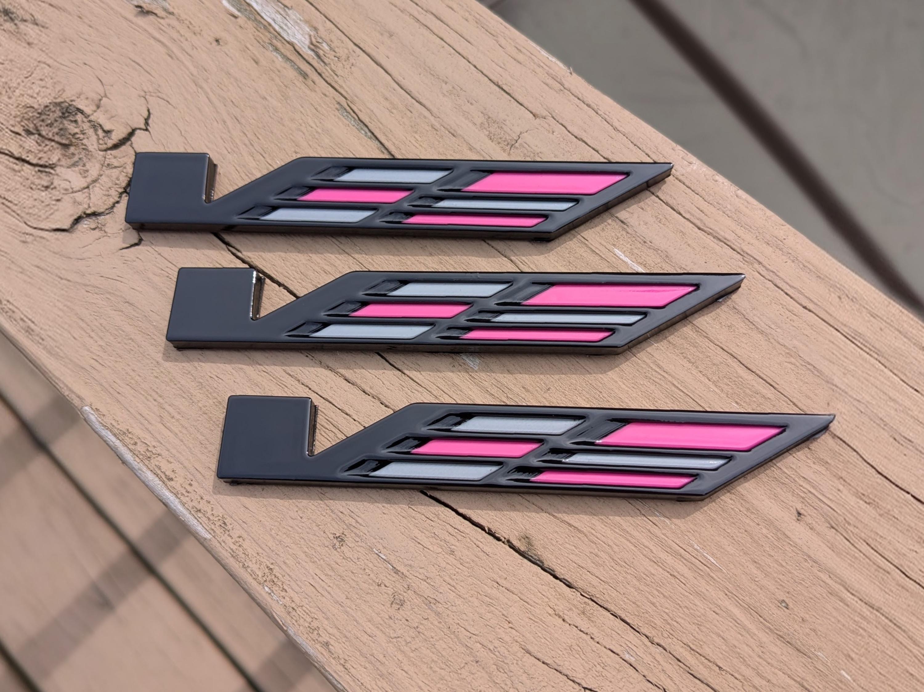 Badges for CTS-V ATS-V V Series Emblems Badges Custom (Set of 3)